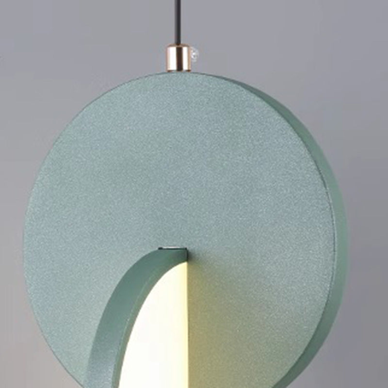 Contemporary Scandinavian Round Iron Acrylic LED Pendant Light For Bedroom