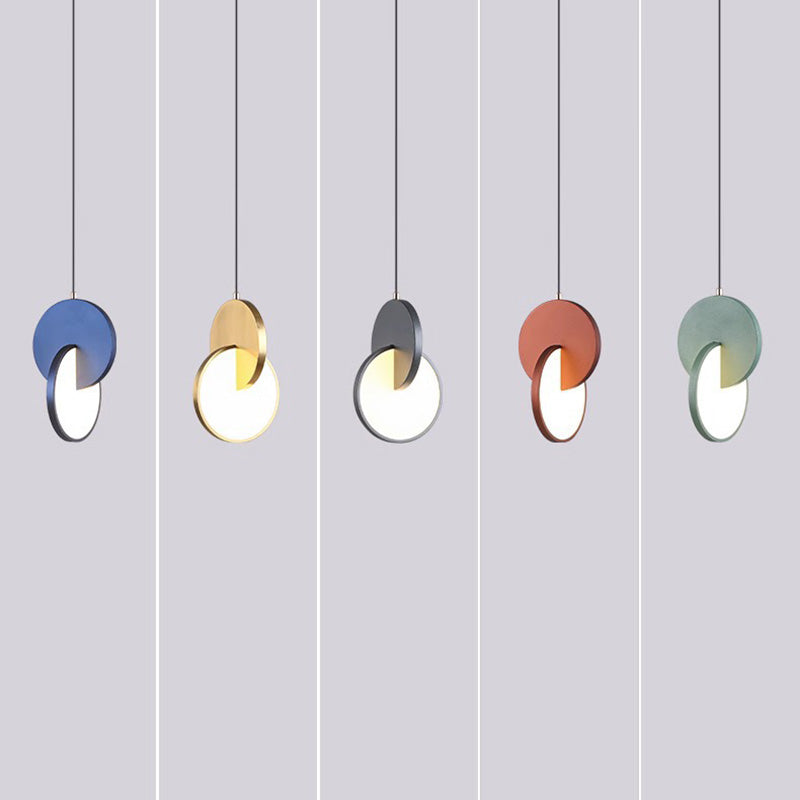 Contemporary Scandinavian Round Iron Acrylic LED Pendant Light For Bedroom