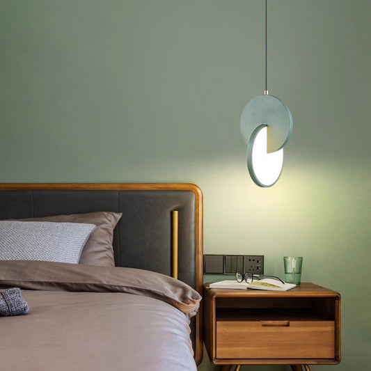 寝室用 北欧風 ラウンドアイアンアクリル LEDペンダントライト
