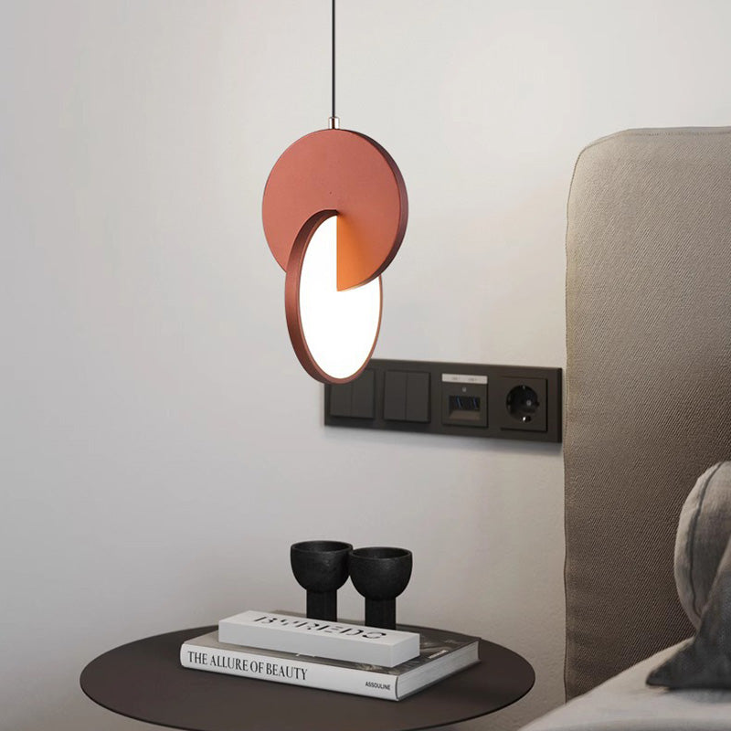 Contemporary Scandinavian Round Iron Acrylic LED Pendant Light For Bedroom