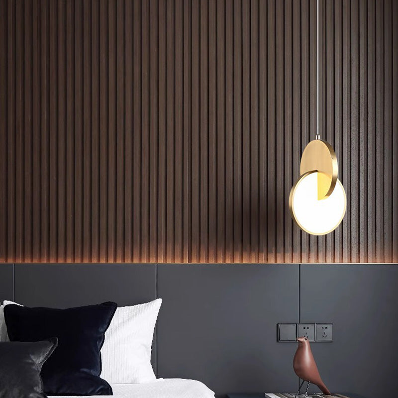 Contemporary Scandinavian Round Iron Acrylic LED Pendant Light For Bedroom