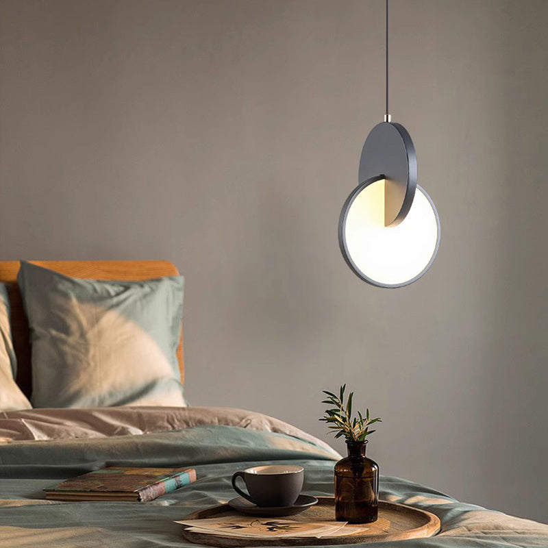 Contemporary Scandinavian Round Iron Acrylic LED Pendant Light For Bedroom