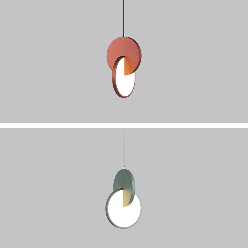 Contemporary Scandinavian Round Iron Acrylic LED Pendant Light For Bedroom