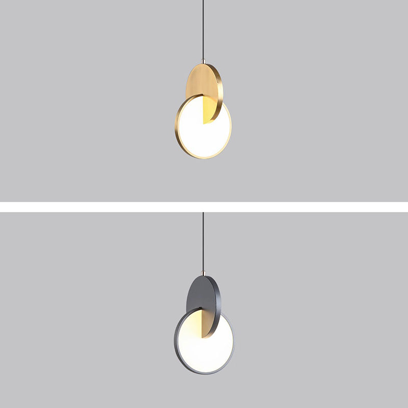 Contemporary Scandinavian Round Iron Acrylic LED Pendant Light For Bedroom