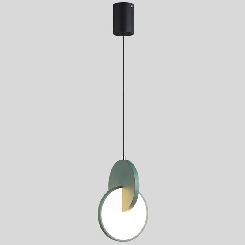 Contemporary Scandinavian Round Iron Acrylic LED Pendant Light For Bedroom