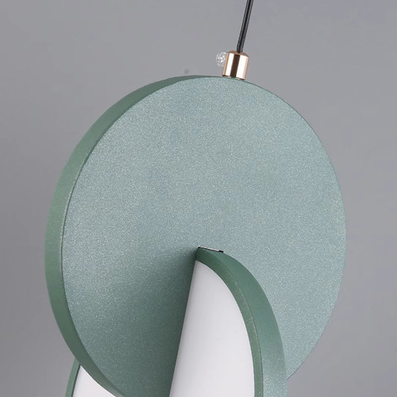 Contemporary Scandinavian Round Iron Acrylic LED Pendant Light For Bedroom