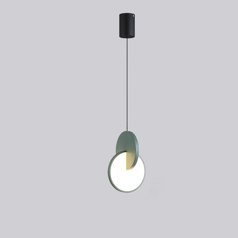 Contemporary Scandinavian Round Iron Acrylic LED Pendant Light For Bedroom