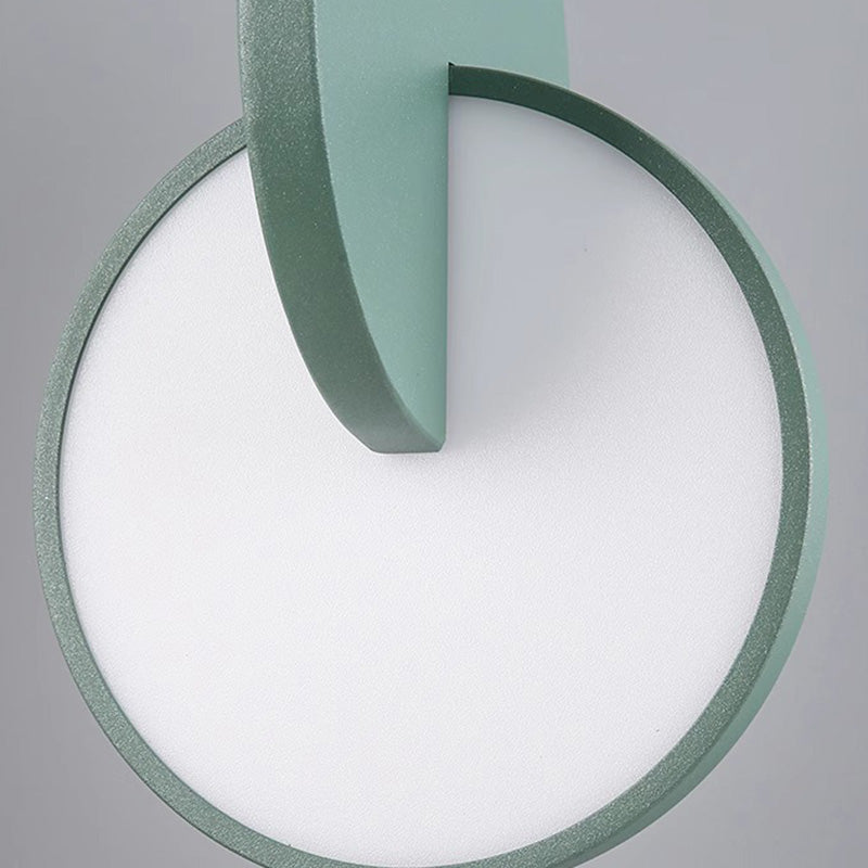 Contemporary Scandinavian Round Iron Acrylic LED Pendant Light For Bedroom