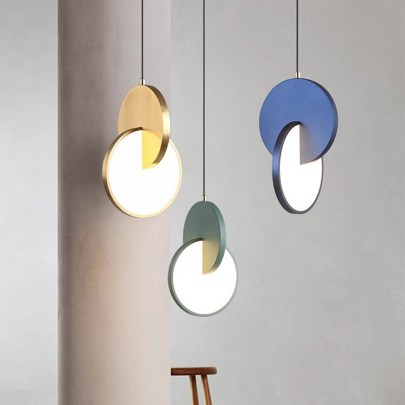 Contemporary Scandinavian Round Iron Acrylic LED Pendant Light For Bedroom