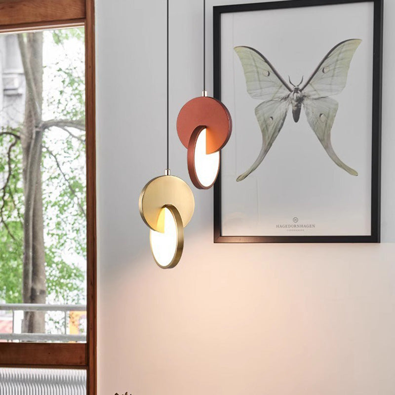 Contemporary Scandinavian Round Iron Acrylic LED Pendant Light For Bedroom