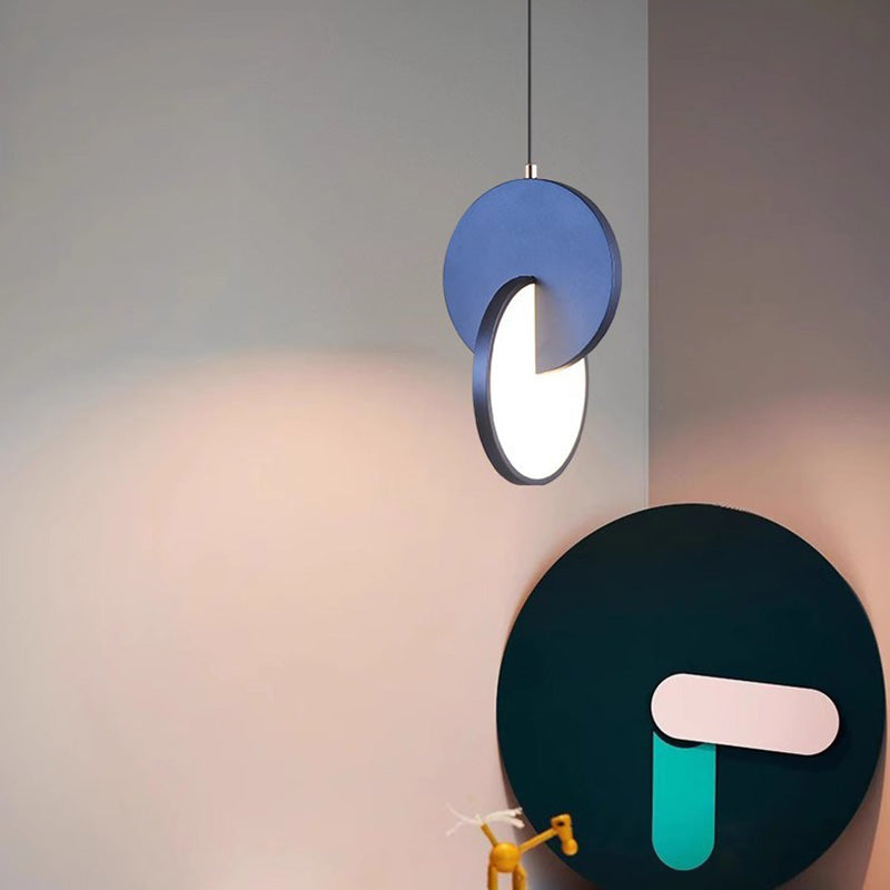 Contemporary Scandinavian Round Iron Acrylic LED Pendant Light For Bedroom