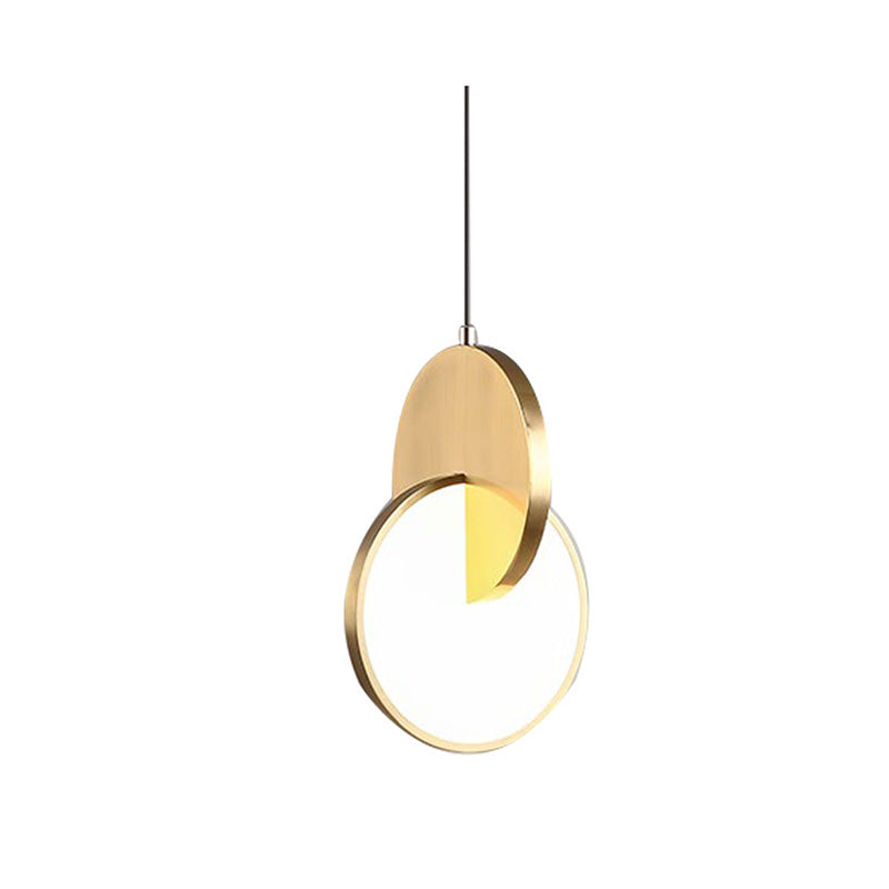 Contemporary Scandinavian Round Iron Acrylic LED Pendant Light For Bedroom