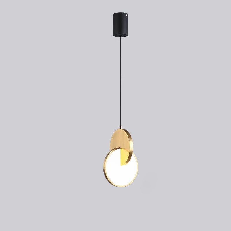 Contemporary Scandinavian Round Iron Acrylic LED Pendant Light For Bedroom