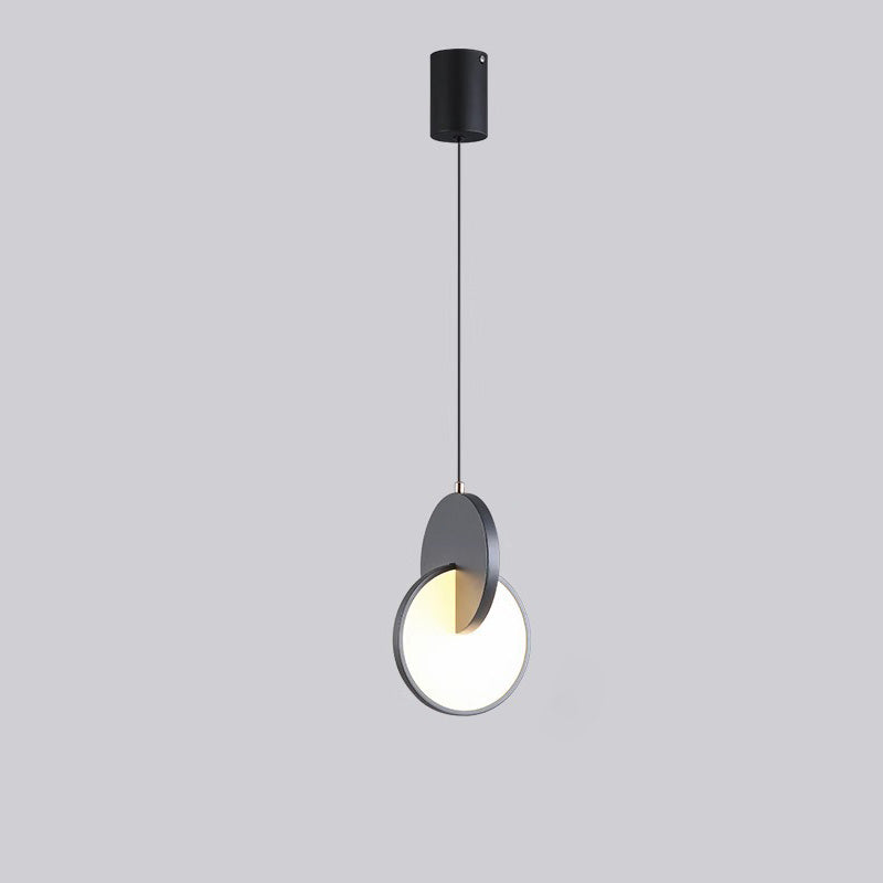 Contemporary Scandinavian Round Iron Acrylic LED Pendant Light For Bedroom