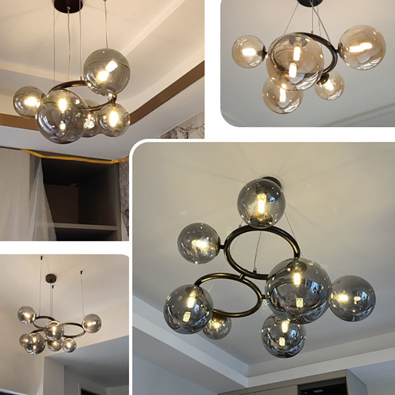 مصباح LED معلق من الزجاج الكروي الإسكندنافي المعاصر لغرفة المعيشة
