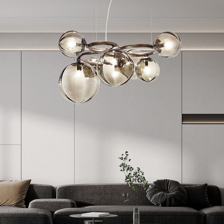 مصباح LED معلق من الزجاج الكروي الإسكندنافي المعاصر لغرفة المعيشة