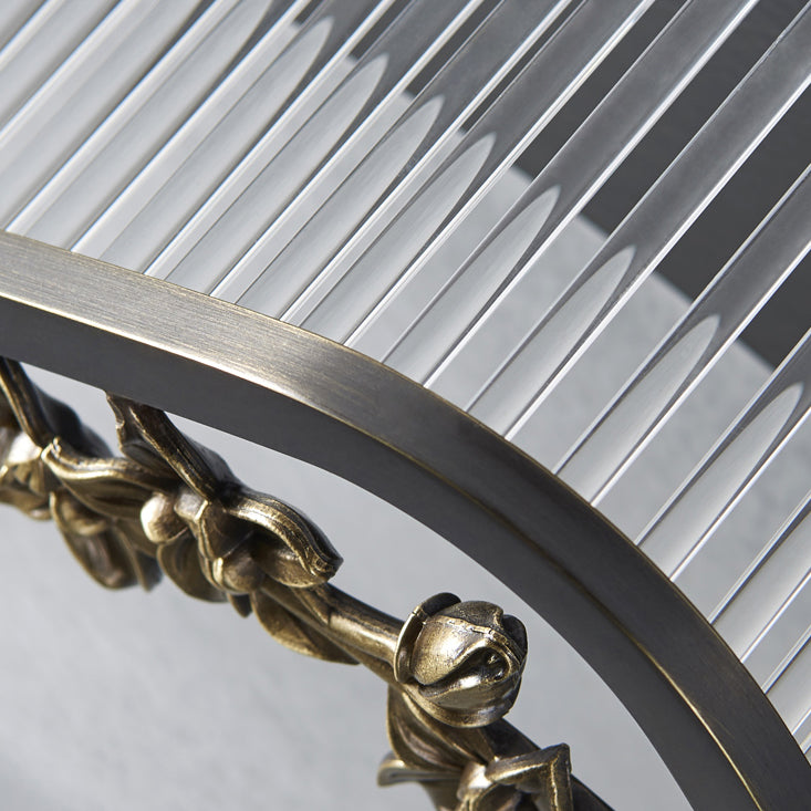 مصباح سقف LED دائري تقليدي صيني من النحاس والفولاذ المقاوم للصدأ والزجاج لغرفة النوم