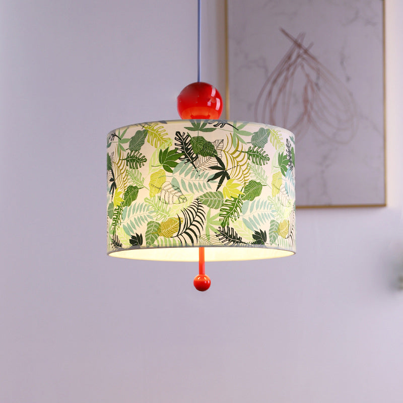 Traditional Vintage Drum Iron Fabric 3-Light Pendant Light For Bedroom