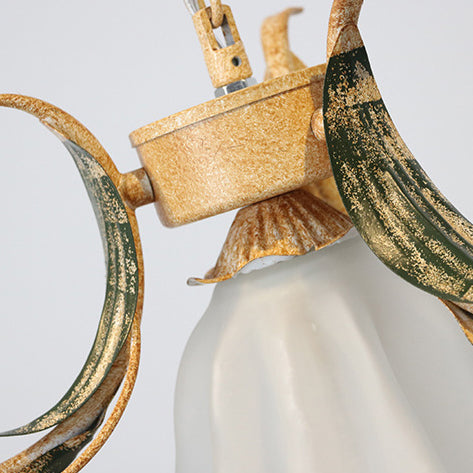 Traditional Vintage Flower Iron Glass 4/6/9 Light Chandelier For Living Room