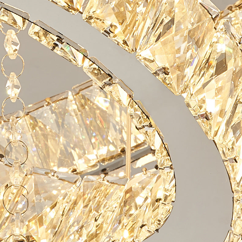 مصباح سقف LED دائري من الفولاذ المقاوم للصدأ بتصميم زهور فاخر عصري لغرفة المعيشة