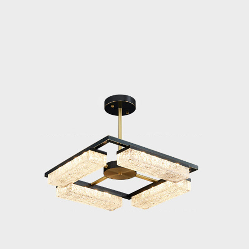 Modern Luxury Polygon Copper Green Resin LED Pendant Light For Living Room