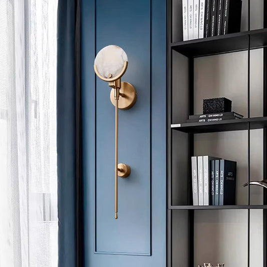 現代的なスカンジナビアのラウンド銅大理石1ライト壁取り付け用燭台ランプリビングルーム用