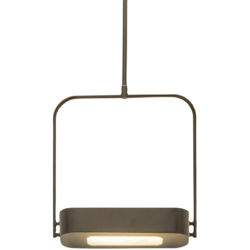 Modern Minimalist Rectangle Metal Glass LED Pendant Light For Bedroom