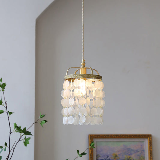 現代的なスカンジナビアのラウンド銅シェル1ライトペンダントライトリビングルーム用