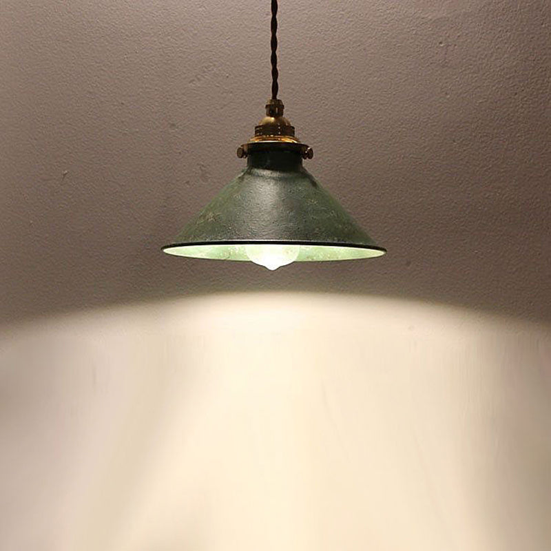 Traditional Vintage Cone Copper Metal 1-Light Pendant Light For Living Room