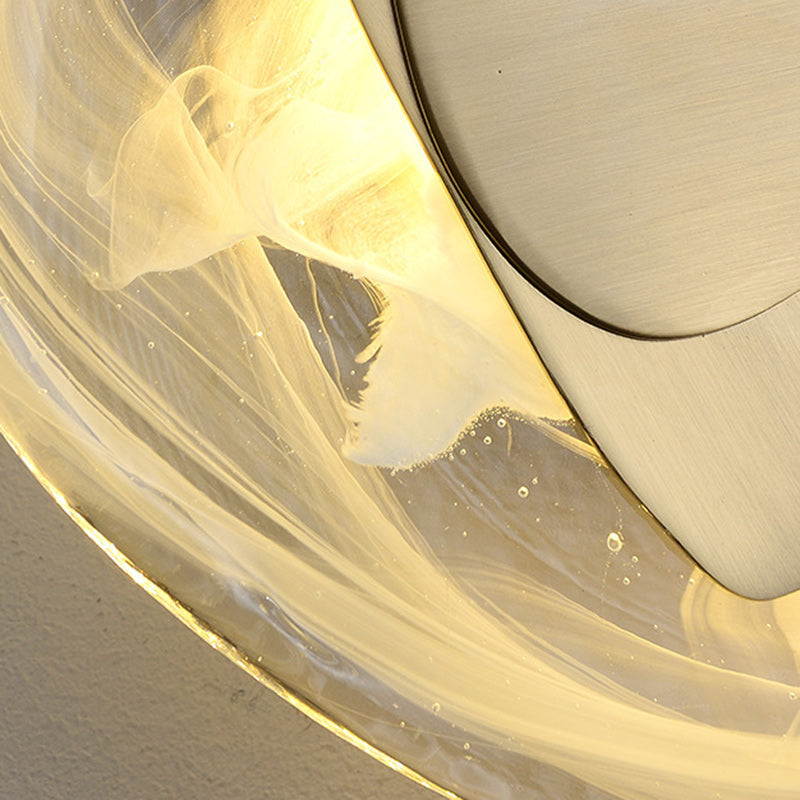 Contemporary Creative Oval Stainless Steel Glass LED Wall Sconce Lamp For Living Room