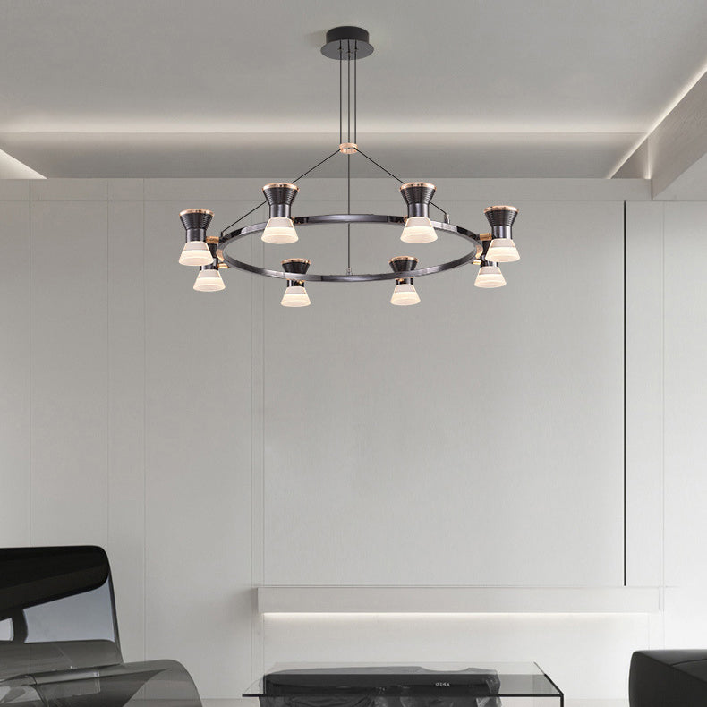 Modern Minimalist Round Metal Aluminum Acrylic LED Chandelier For Living Room