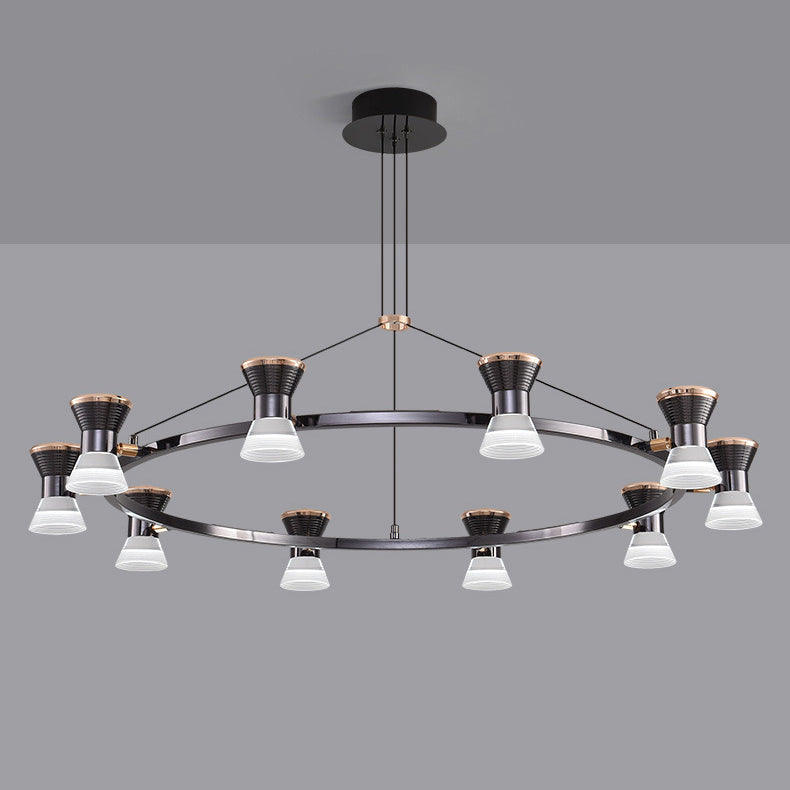 Modern Minimalist Round Metal Aluminum Acrylic LED Chandelier For Living Room