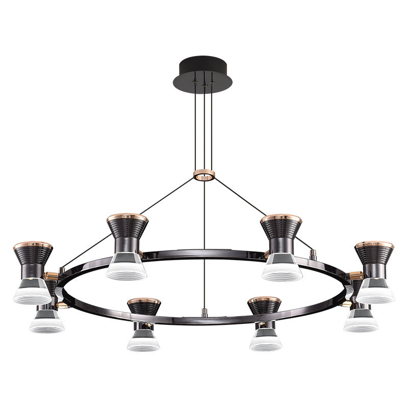 Modern Minimalist Round Metal Aluminum Acrylic LED Chandelier For Living Room