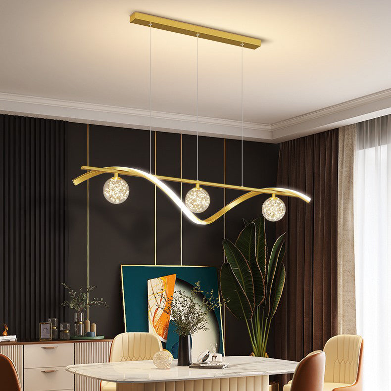 ثريا LED معاصرة من الحديد والألومنيوم بتصميم نجمة منحنية على الطراز الاسكندنافي لغرفة الطعام