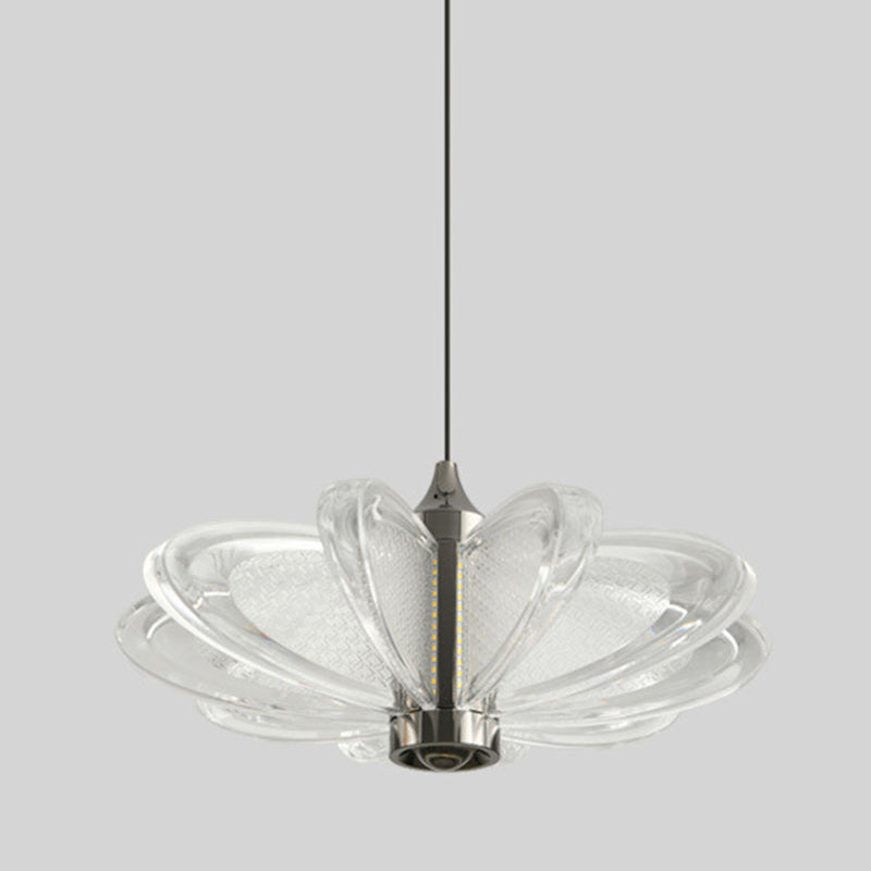 Contemporary Scandinavian Petal Round Acrylic Aluminum LED Pendant Light For Bedroom