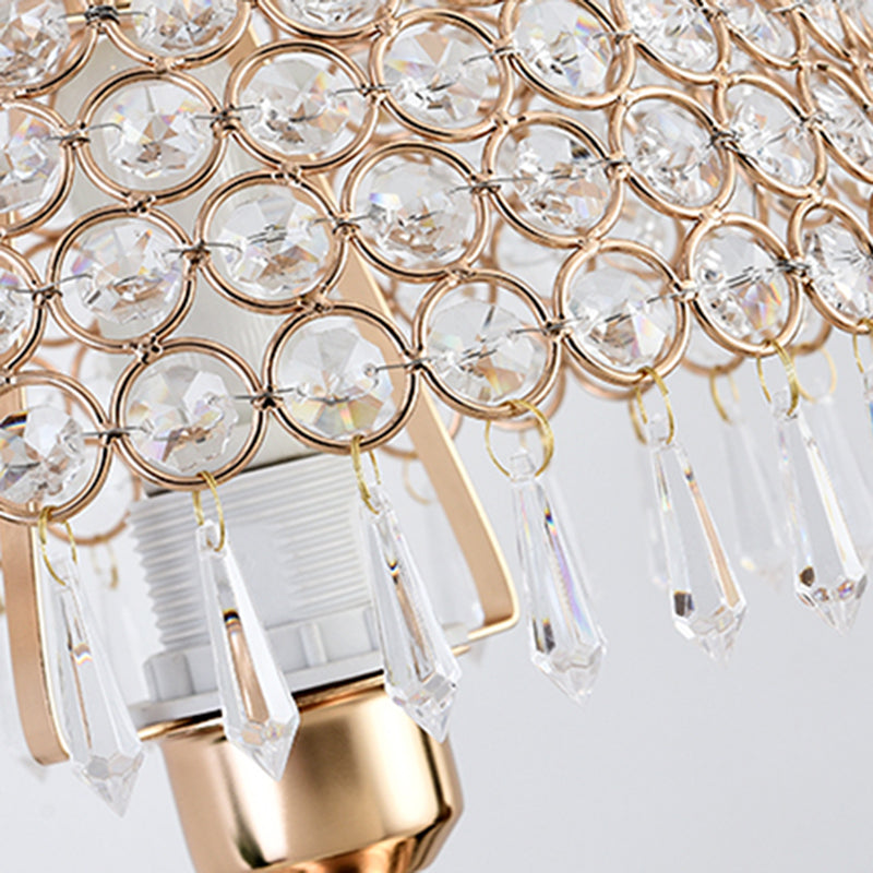 Modern Luxury Dome Iron Crystal 1-Light Table Lamp For Bedroom