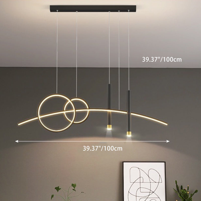 Contemporary Creative Curve Iron Aluminum Silicone Acrylic LED Chandelier Island Light For Dining Room