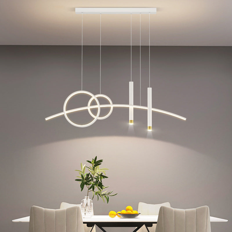 Contemporary Creative Curve Iron Aluminum Silicone Acrylic LED Chandelier Island Light For Dining Room
