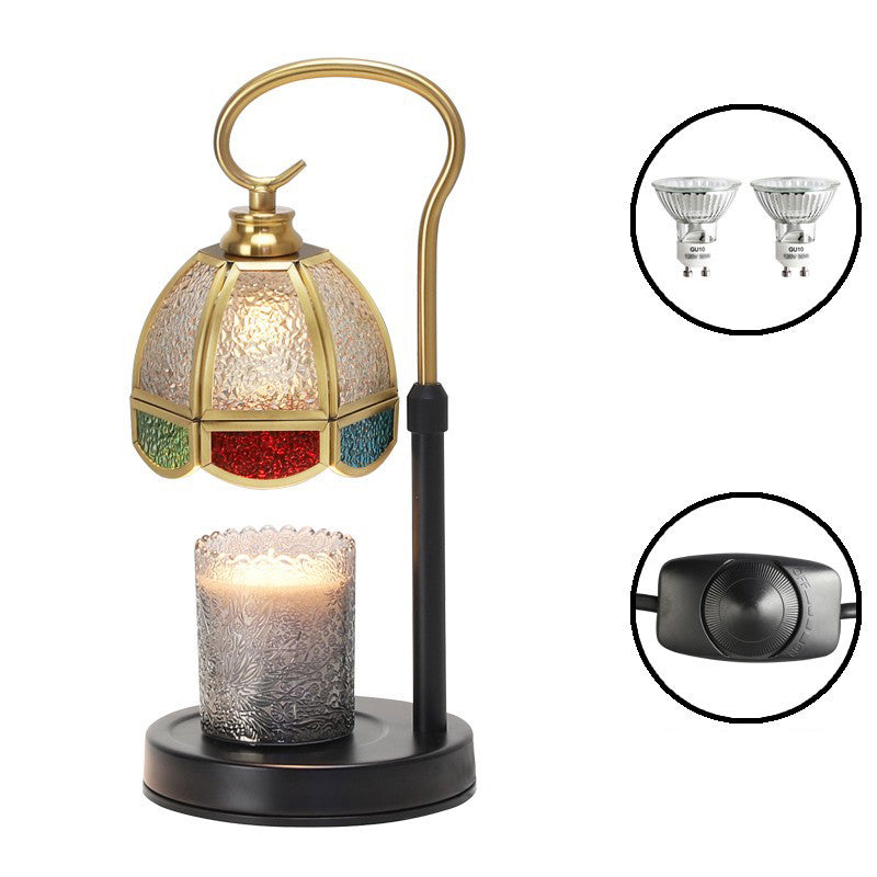 Modern Art Deco Dome Iron Copper Glass 1-Light Melting Wax Table Lamp For Bedroom