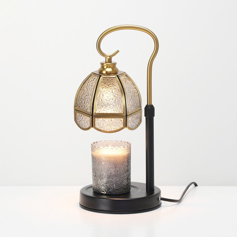 Modern Art Deco Dome Iron Copper Glass 1-Light Melting Wax Table Lamp For Bedroom