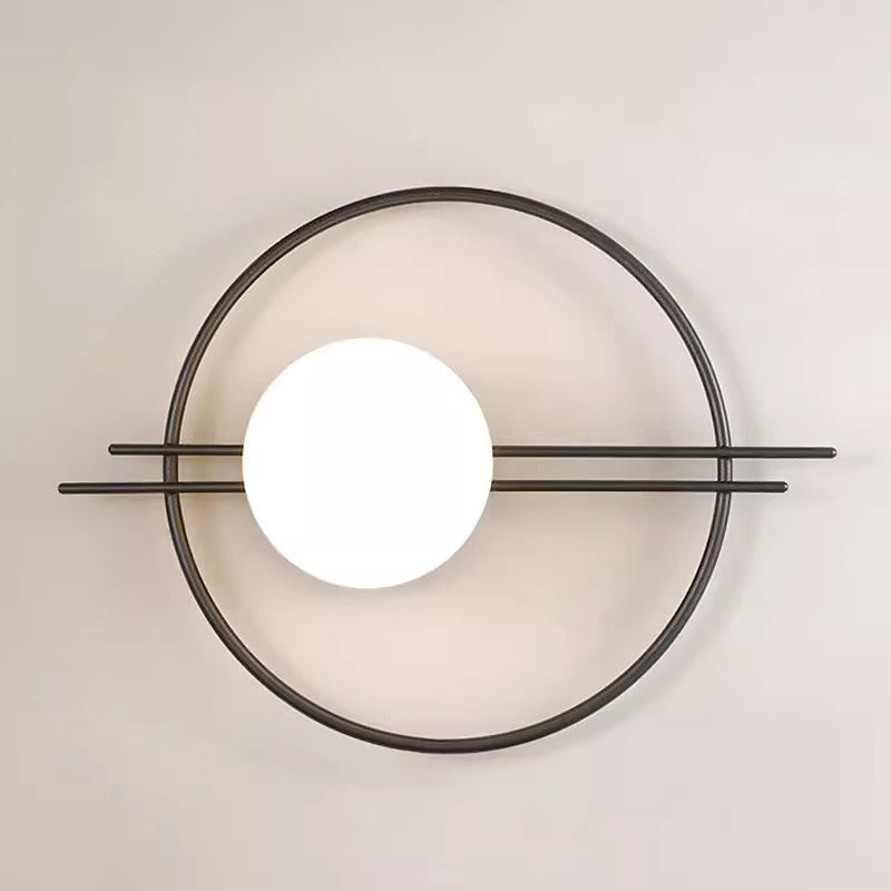 Contemporary Creative Circle Iron Glass 1-Light Wall Sconce Lamp For Bedroom