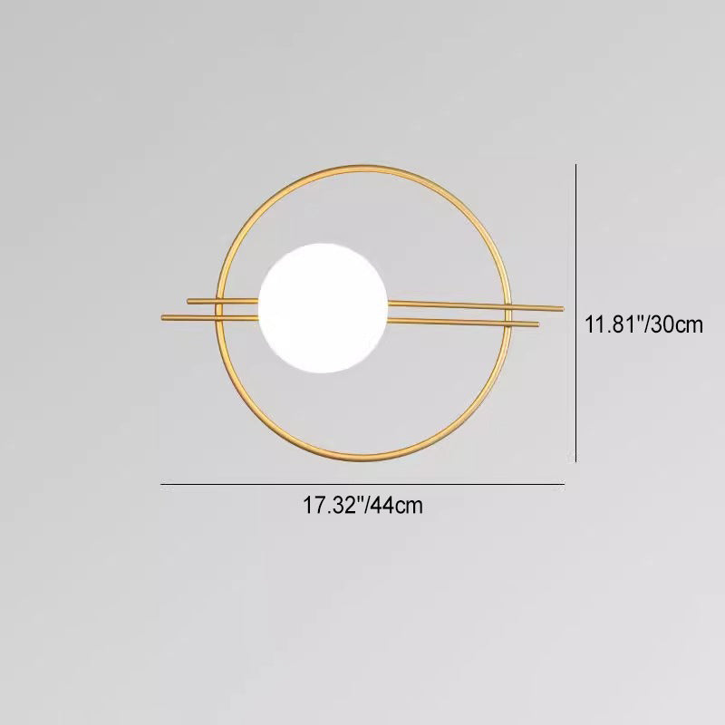 Contemporary Creative Circle Iron Glass 1-Light Wall Sconce Lamp For Bedroom