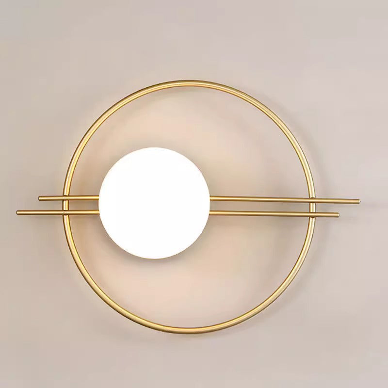 Contemporary Creative Circle Iron Glass 1-Light Wall Sconce Lamp For Bedroom