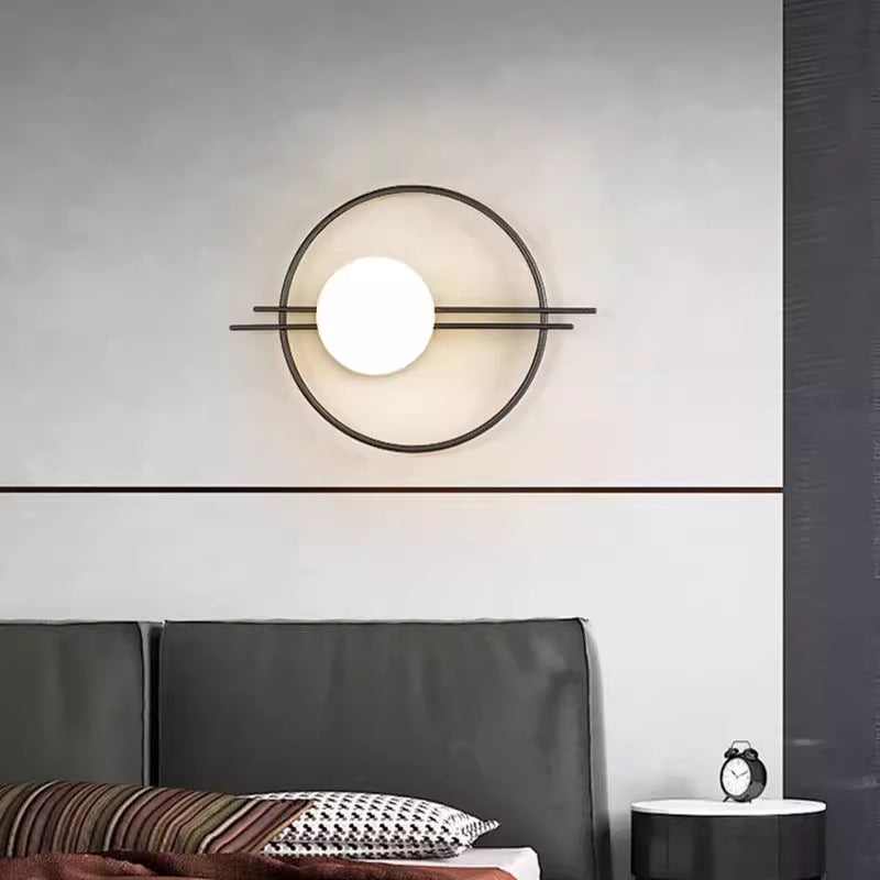 Contemporary Creative Circle Iron Glass 1-Light Wall Sconce Lamp For Bedroom