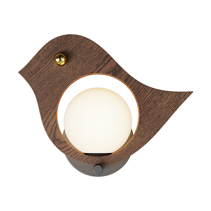 Contemporary Creative Animal Solid Wood Plastic LED Wall Sconce Lamp For Bedroom