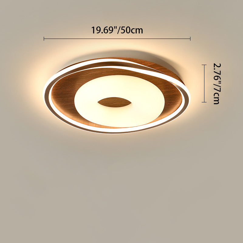 Traditional Vintage Round Iron Aluminum Plastic LED Flush Mount Ceiling Light For Bedroom