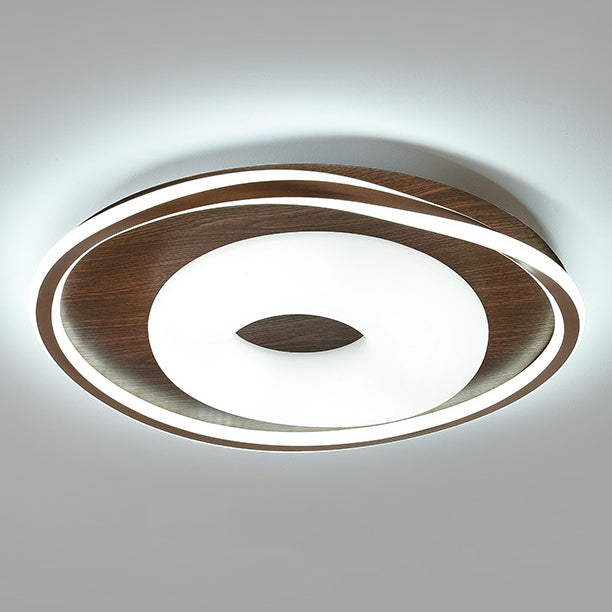 Traditional Vintage Round Iron Aluminum Plastic LED Flush Mount Ceiling Light For Bedroom