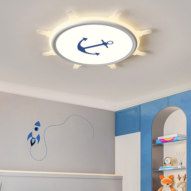 Contemporary Creative Kids Cartoon Panda Iron Aluminum Acrylic LED Flush Mount Ceiling Light For Bedroom