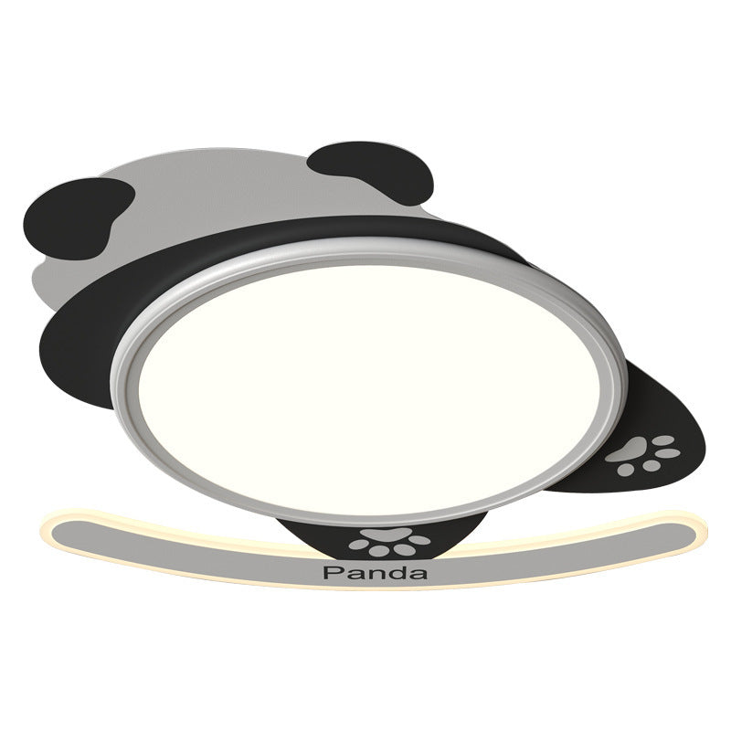 Contemporary Creative Kids Cartoon Panda Iron Aluminum Acrylic LED Flush Mount Ceiling Light For Bedroom