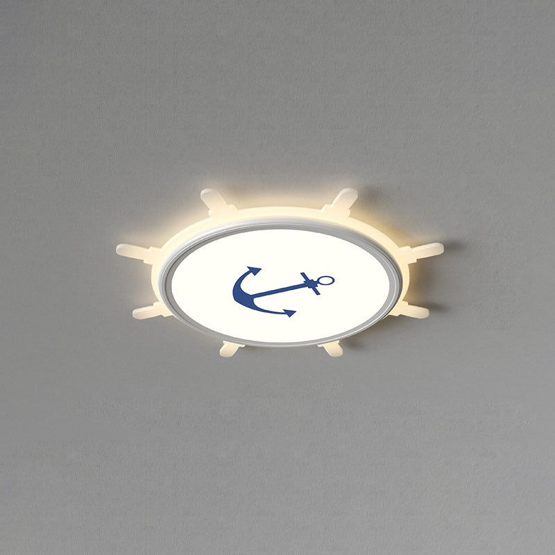 Contemporary Creative Kids Cartoon Panda Iron Aluminum Acrylic LED Flush Mount Ceiling Light For Bedroom